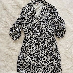 Black and White Leopard A-line Dress